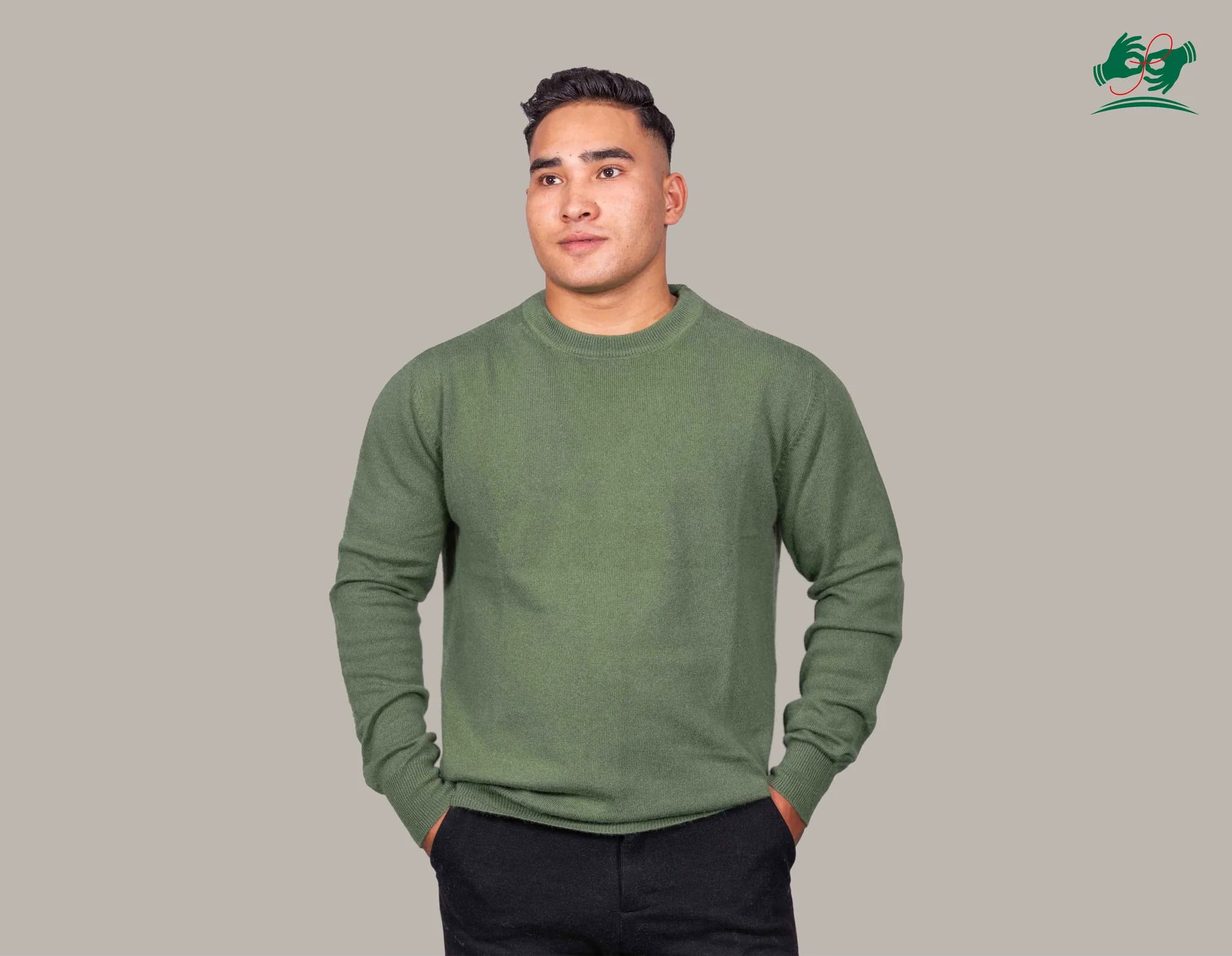 Men's cashmere sweater in Green